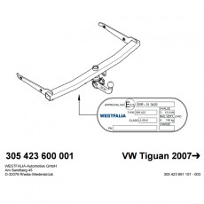 Фаркоп Volkswagen Tiguan быстросъемный Westfalia 305423600001