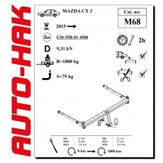 Фаркоп для Mazda CX-3 2015-2019 Auto-hak M68