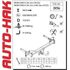 Фаркоп для Mercedes S-class W222 Auto-hak D56