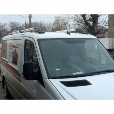 Рейлинги Shark (черные опоры) для Volkswagen Crafter 2006-2017гг