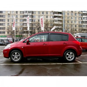 Nissan Tiida 2008-2014 - Дефлекторы окон, 4 шт, темные, BREEZE, EGR.