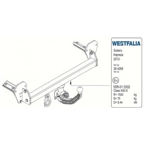 ФАРКОП Subaru Impreza 2013- быстросъемный Westfalia 348036600001