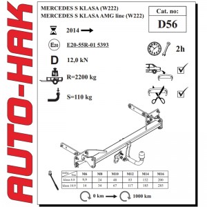 Фаркоп для Mercedes S-class W222 Auto-hak D56