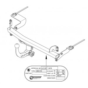 ФАРКОП Fiat 500; 500C невидимый Westfalia 306311600001 ФАРКОП Fiat 500; 500C невидимый Westfalia 306311600001