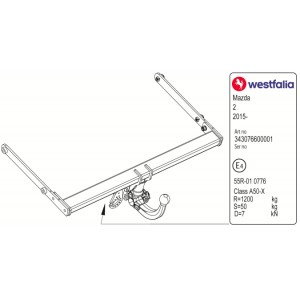 ФАРКОП Mazda 2 2015- невидимый Westfalia 343076600001 ФАРКОП Mazda 2 2015- невидимый Westfalia 343076600001