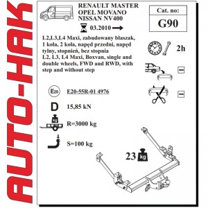 Фаркоп для Opel Movano c 2011-го Auto-hak G90 Фаркоп для Opel Movano c 2011-го Auto-hak G90